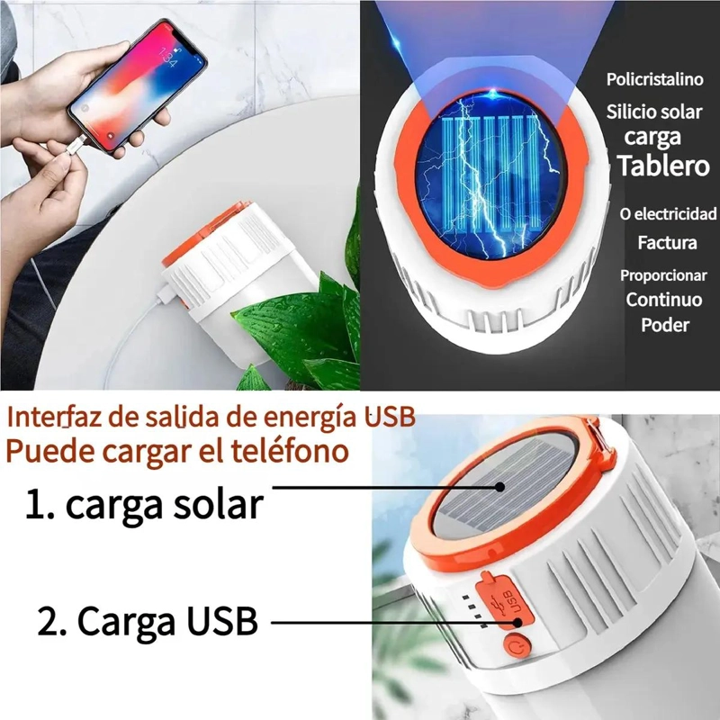 LAMPARA SOLAR LED RECARGABLE PARA EMERGENCIA - 2