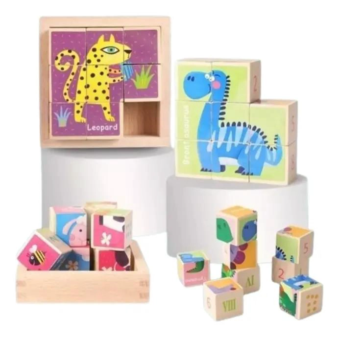CUBO DE MADERA DIDACTICO 24 PIEZAS 3D - 1