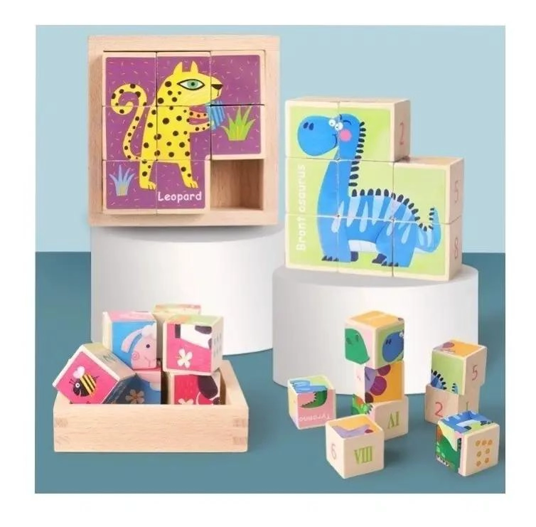 CUBO DE MADERA DIDACTICO 24 PIEZAS 3D - 2