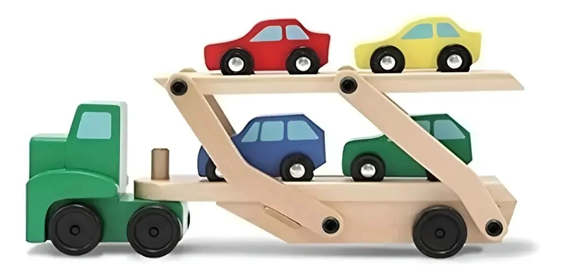 CAMION DE MADERA DIDACTICO CON RAMPA Y AUTOS - 1