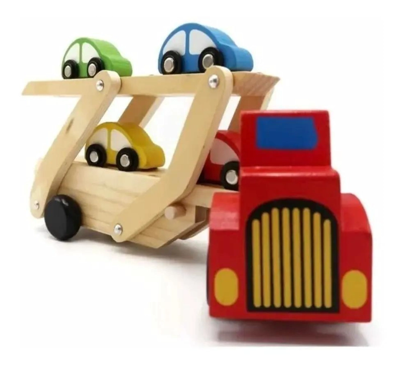 CAMION DE MADERA DIDACTICO CON RAMPA Y AUTOS - 2