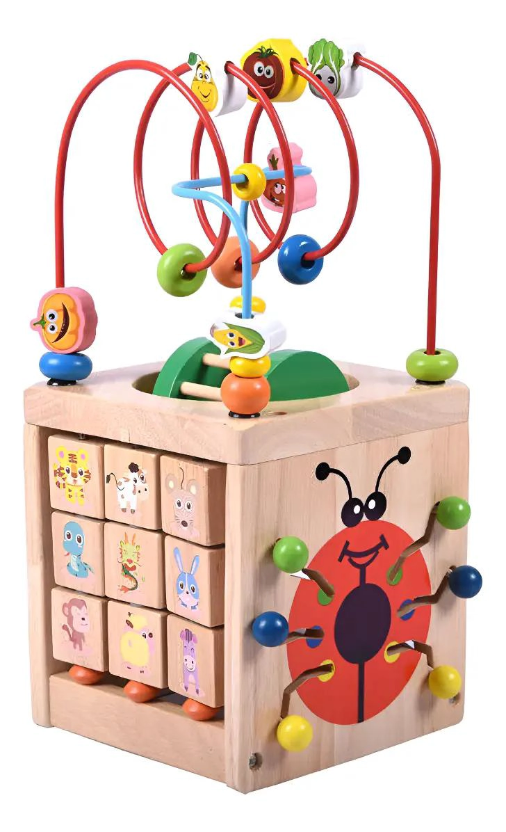 CUBO DIDACTICO MONTESSORI 5 EN 1 DE MADERA - 1