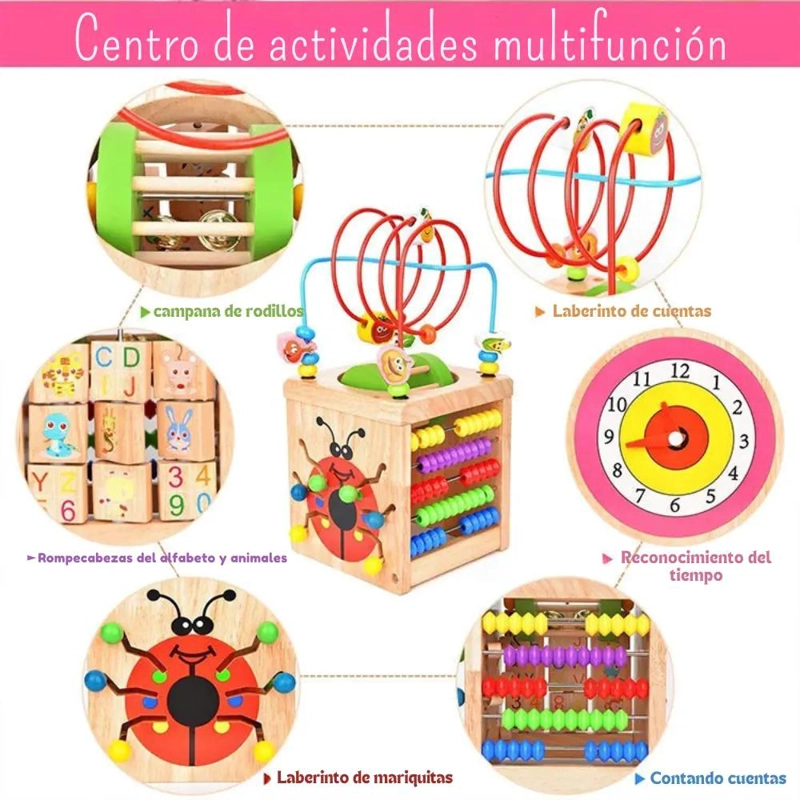 CUBO DIDACTICO MONTESSORI 5 EN 1 DE MADERA - 3