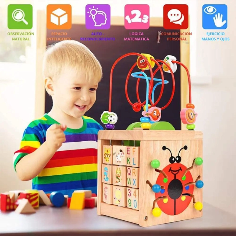 CUBO DIDACTICO MONTESSORI 5 EN 1 DE MADERA - 4