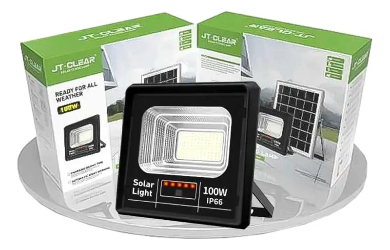 FOCO REFLECTOR EXTERIOR 100W CON PANEL SOLAR Y CONTROL - 2