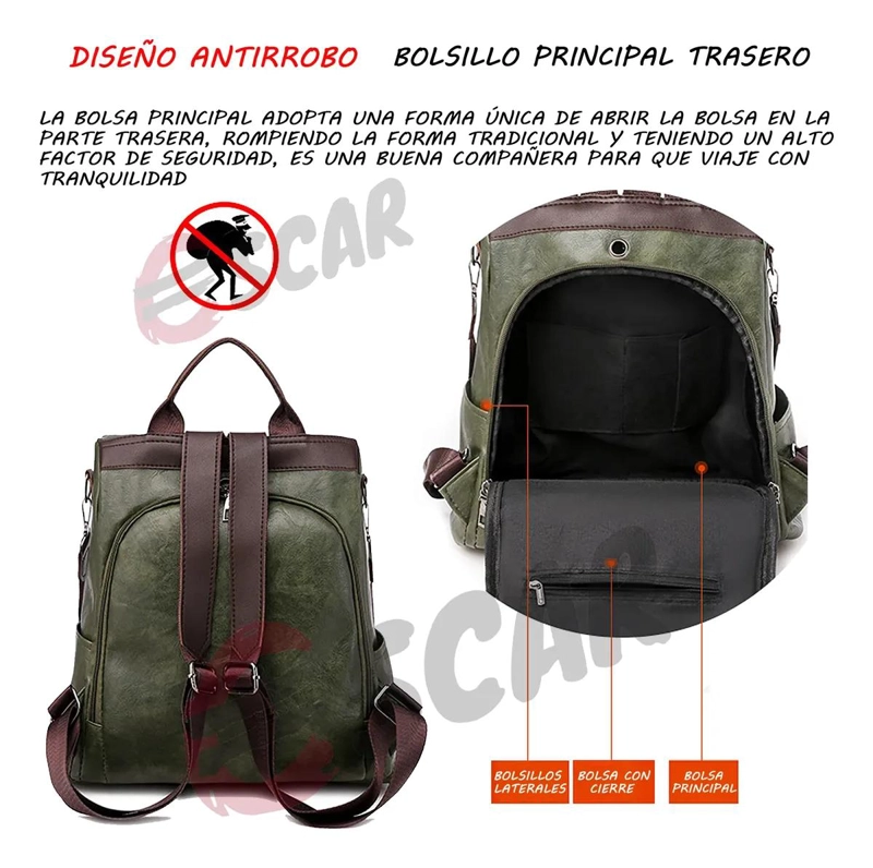 MOCHILA CASUAL IMPERMEABLE ANTIRROBO PARA MUJER - 3