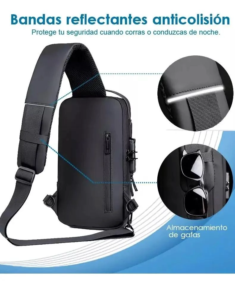 MOCHILA IMPERMEABLE ANTIRROBO PARA HOMBRE CON PUERTO DE C - 5