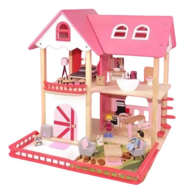 CASA GRANDE REALISTA DE MUÑECAS DE MADERA DIDACTICA - 1