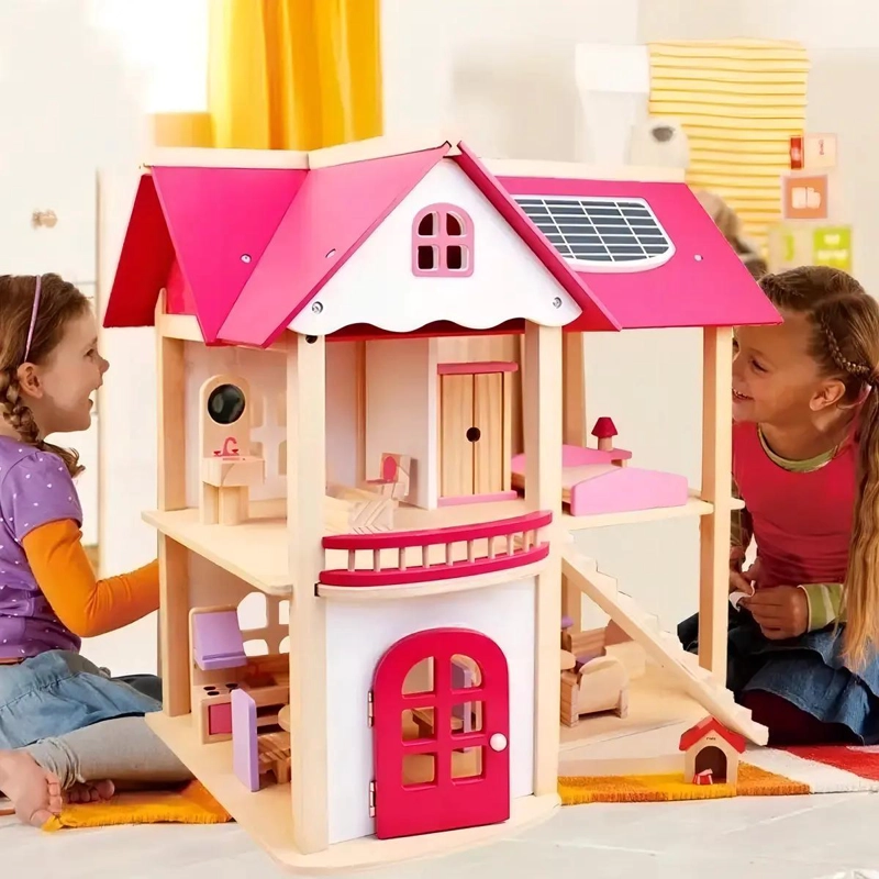 CASA GRANDE REALISTA DE MUÑECAS DE MADERA DIDACTICA - 2