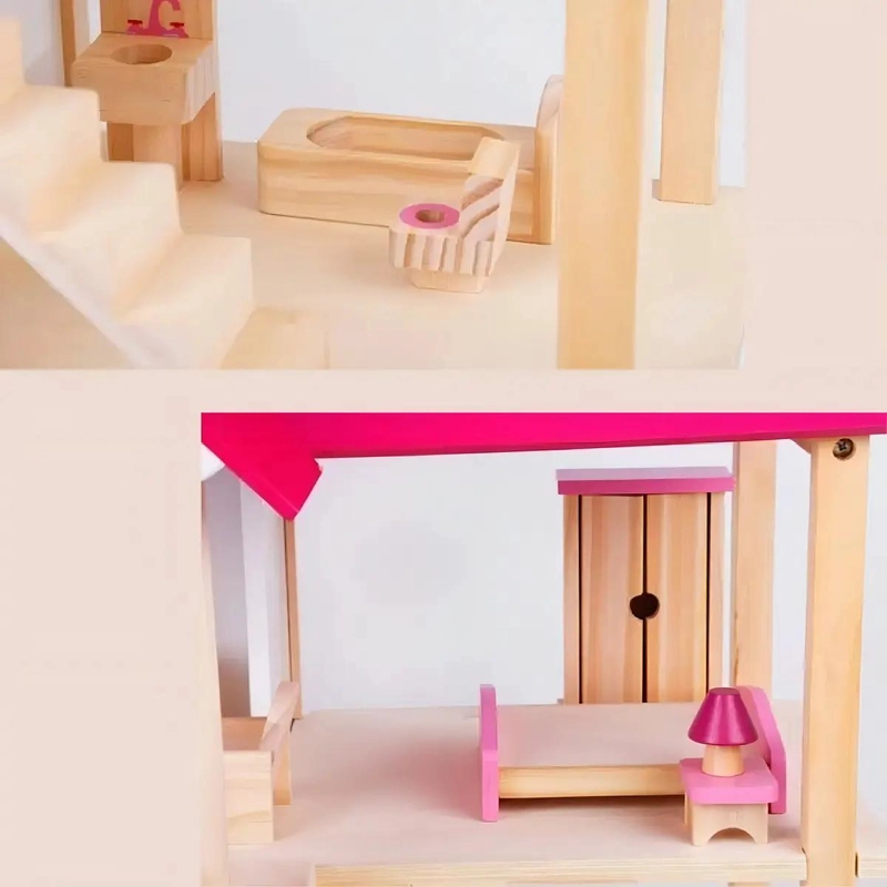 CASA GRANDE REALISTA DE MUÑECAS DE MADERA DIDACTICA - 3