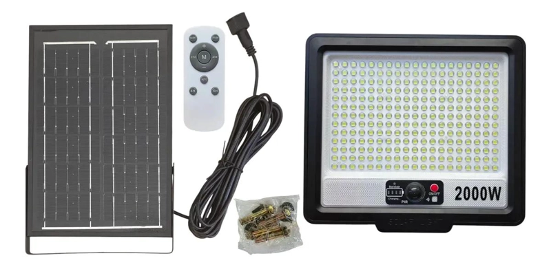 FOCO REFLECTOR EXTERIOR 2000W SOLAR CON SENSOR Y CONTROL - 1