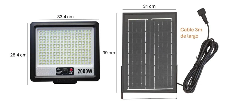 FOCO REFLECTOR EXTERIOR 2000W SOLAR CON SENSOR Y CONTROL - 2