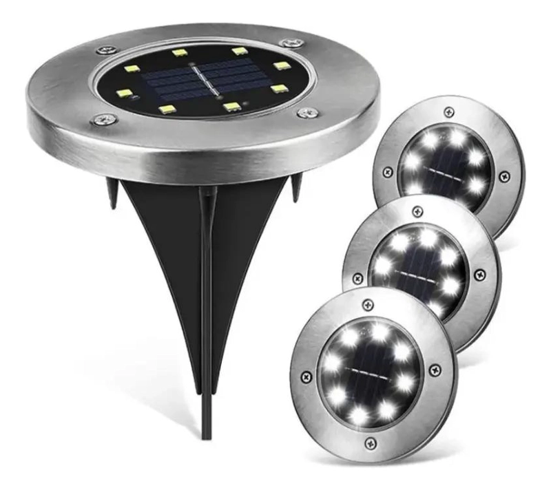 PACK 4 FOCOS SOLARES JARDIN CON 8 LEDS TIPO EMBUTIDO - 1