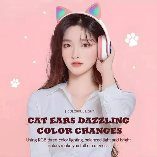 AUDIFONOS GAMER INALAMBRICOS CON LUZ LED Y OREJERAS - 5