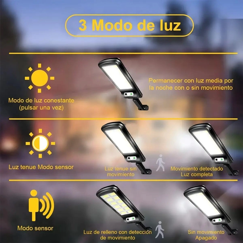 FOCO SOLAR LED EXTERIOR 120 LEDS LUZ BLANCA IP65 - 3