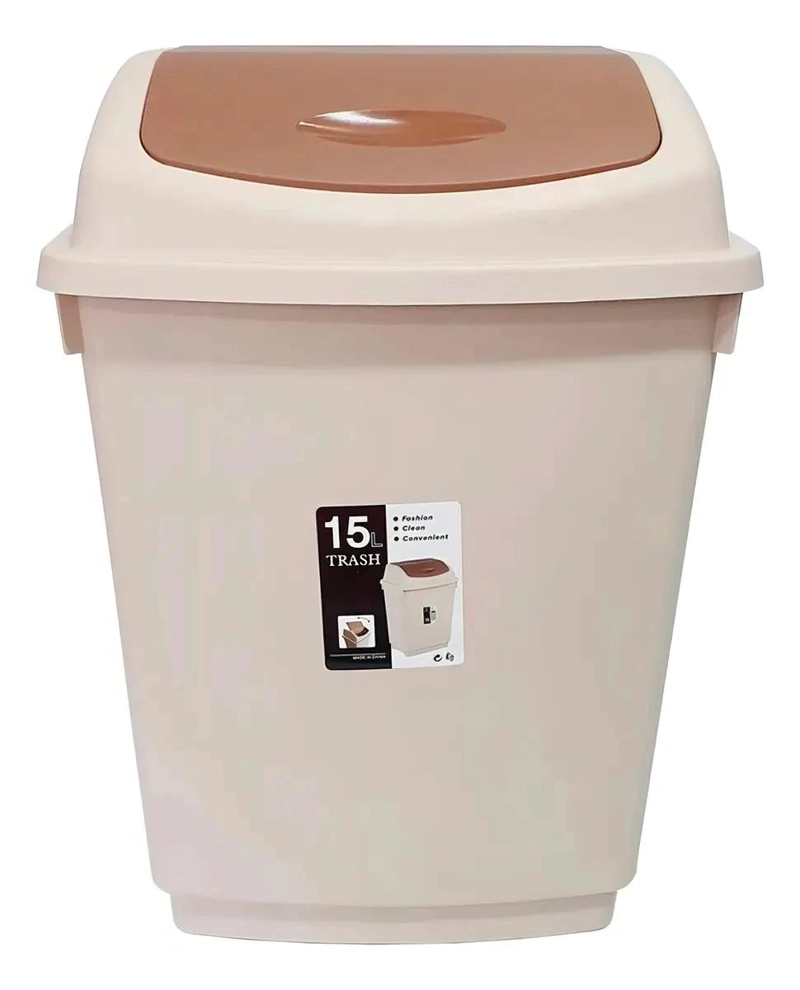 BASURERO DE 15 LITROS CON TAPA VAIVE N PARA COCINA Y BAÑO - 2