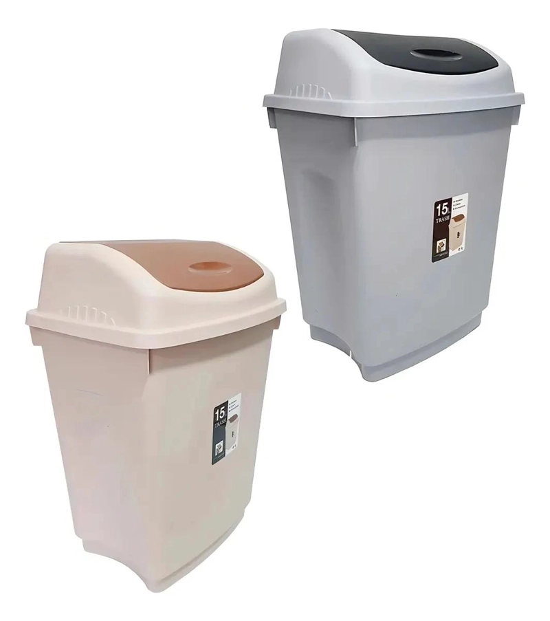 BASURERO DE 15 LITROS CON TAPA VAIVE N PARA COCINA Y BAÑO - 4