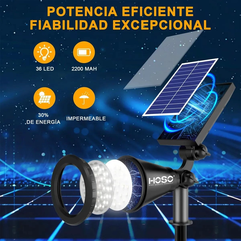 FOCO SOLAR LED RGB PARA JARDIN TIPO ESTACA Y COLGANTE - 4