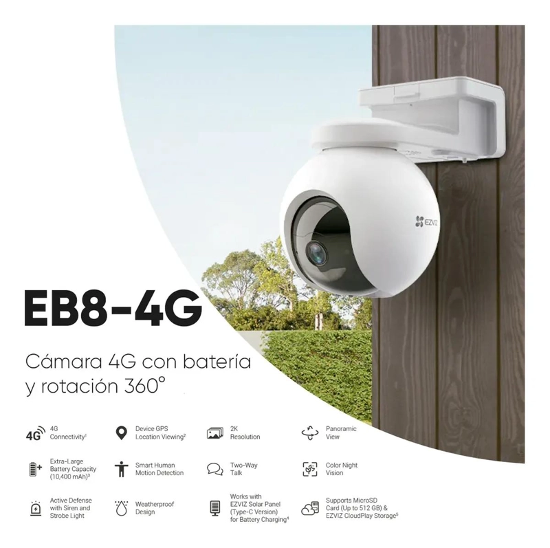 KIT CAMARA SEGURIDAD CON PANEL SOLAR Y BATERIA 4G - 3