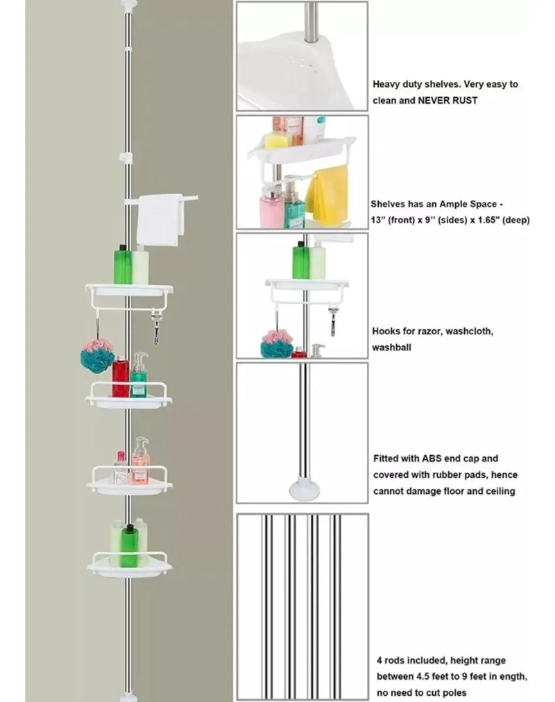 ESQUINERO DE DUCHA AJUSTABLE CON 4 REPISAS MULTIUSO - 2