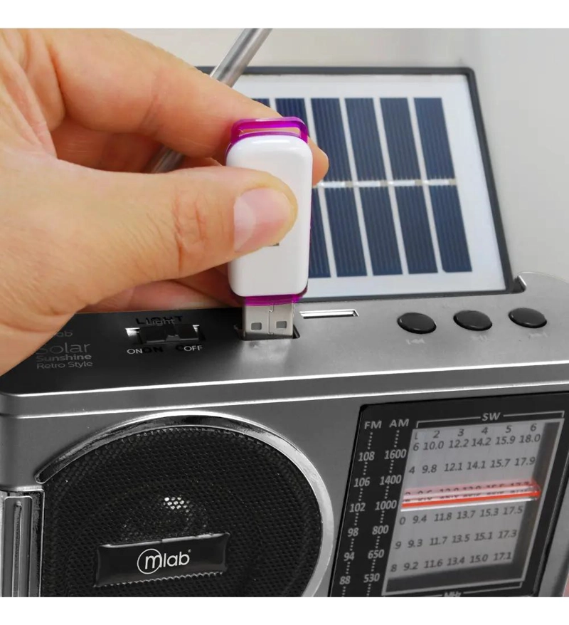 RADIO SOLAR PORTATIL CON BLUETOOTH, USB Y BATERIA RECARG - 3