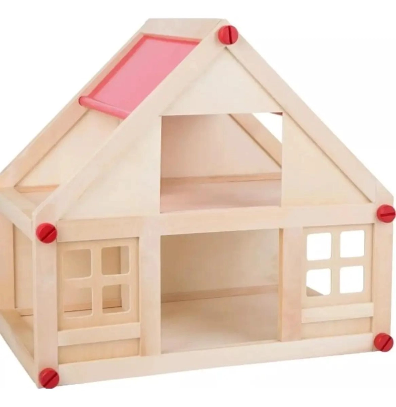 CASA DE MUÑECAS CLASICA DE MADERA CON 17 PIEZAS - 3
