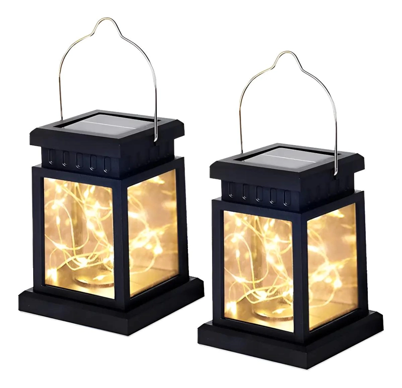 PACK 2 FAROLES SOLARES CON LUZ LED Y ALAMBRE TIPO HADA - 1