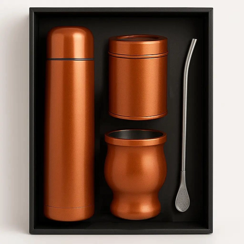 SET DE MATE COLOR COBRE CON BOLSO ENCOBRIZADO - 1