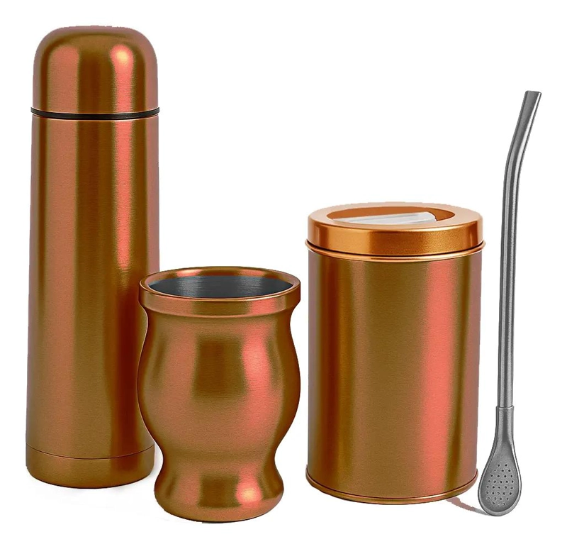 SET DE MATE COLOR COBRE CON BOLSO ENCOBRIZADO - 4