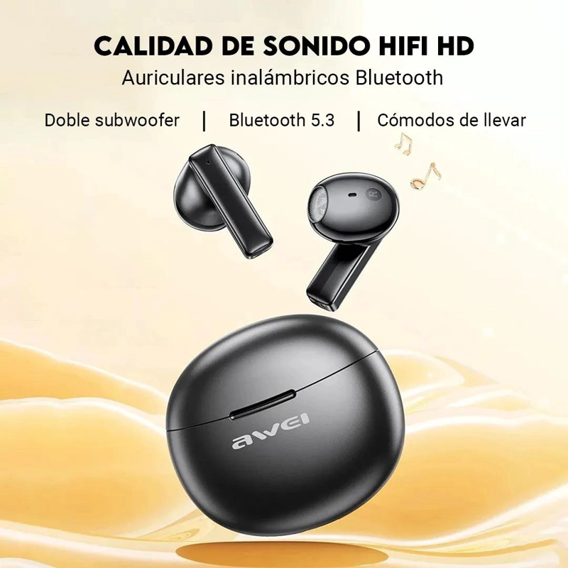 AUDIFONOS INALAMBRICOS BLUETOOTH T87 TWS NEGRO - 3