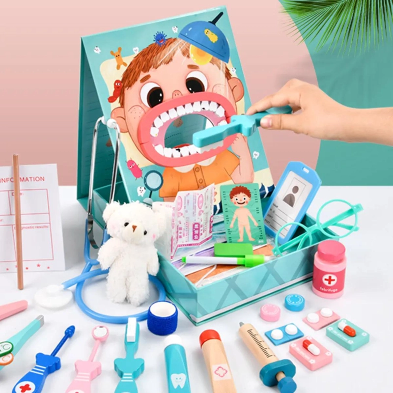 MALETA DE JUEGOS DOCTOR DENTISTA CON ACCESORIOS DE MADERA - 5