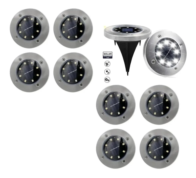 8 FOCOS LED SOLARES EMPOTRABLES PARA JARDIN Y PISO - 2