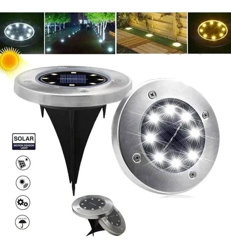 8 FOCOS LED SOLARES EMPOTRABLES PARA JARDIN Y PISO - 3