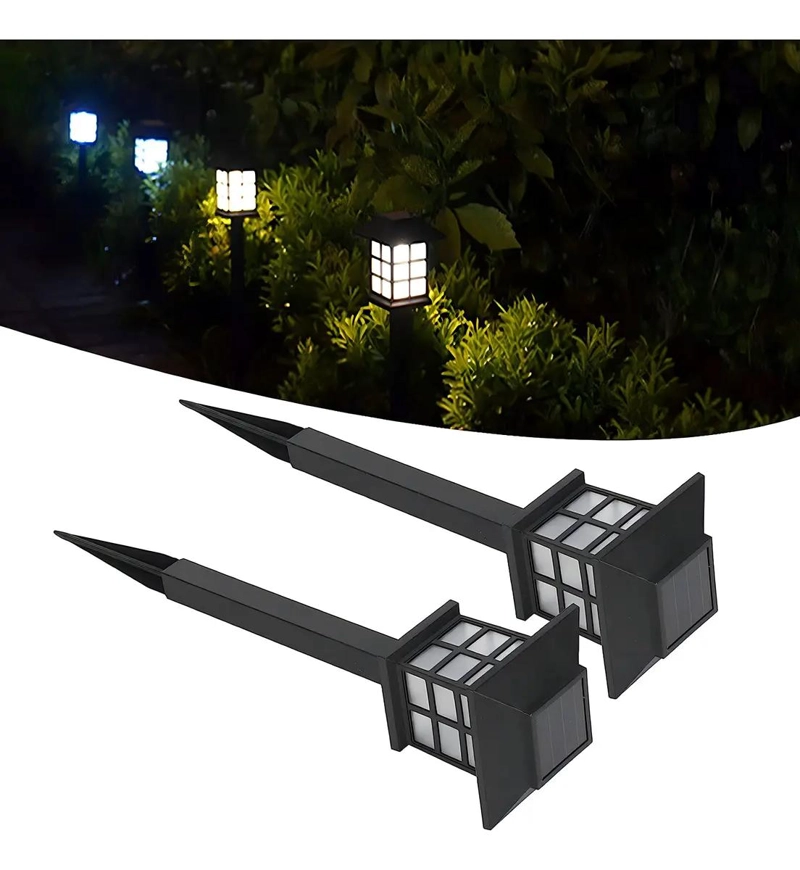 FAROL LED SOLAR PARA JARDIN LUZ AMARILLA IMPERMEABLE - 4