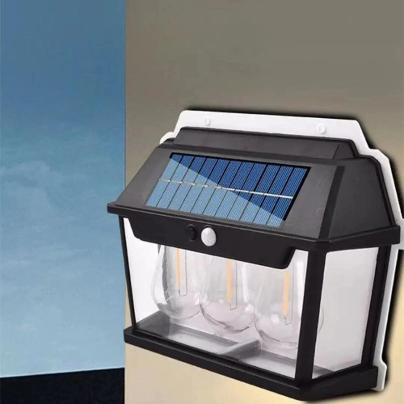 FAROL SOLAR DE PARED CON 3 AMPOLLETAS Y SENSOR - 4