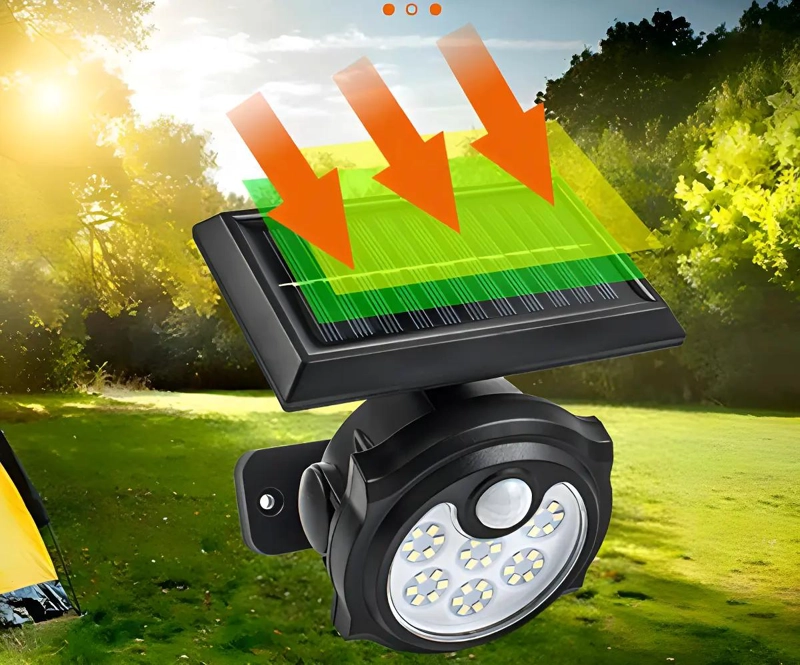FAROL SOLAR RECARGABLE NEGRO CON SENSOR DE MOVIMIENTO - 2