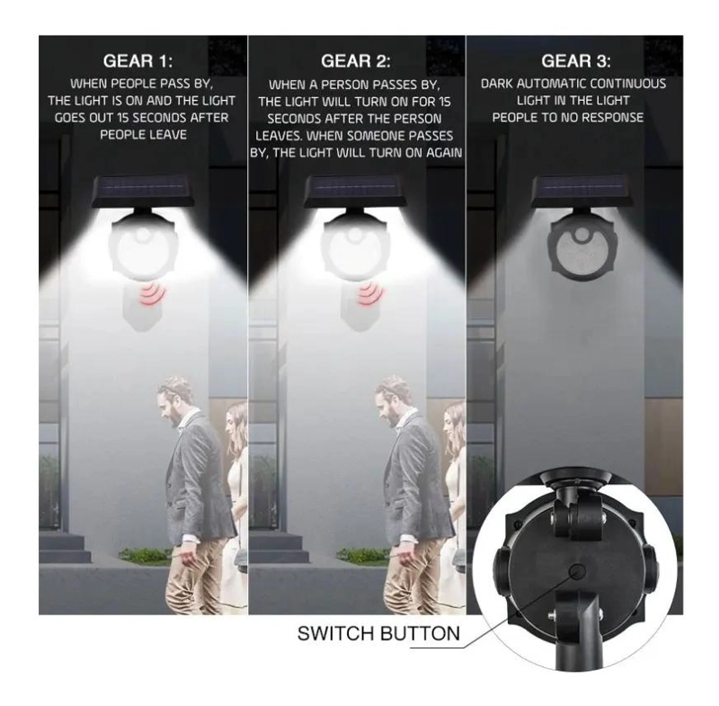 FAROL SOLAR RECARGABLE NEGRO CON SENSOR DE MOVIMIENTO - 5