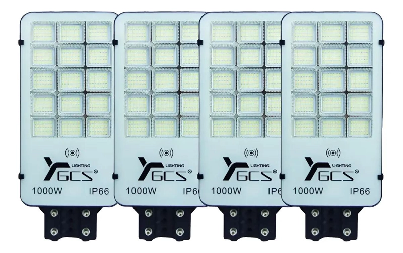 SET 4 FOCOS PARA POSTE SOLAR 1000W 420 LEDS CON CONTROL - 1
