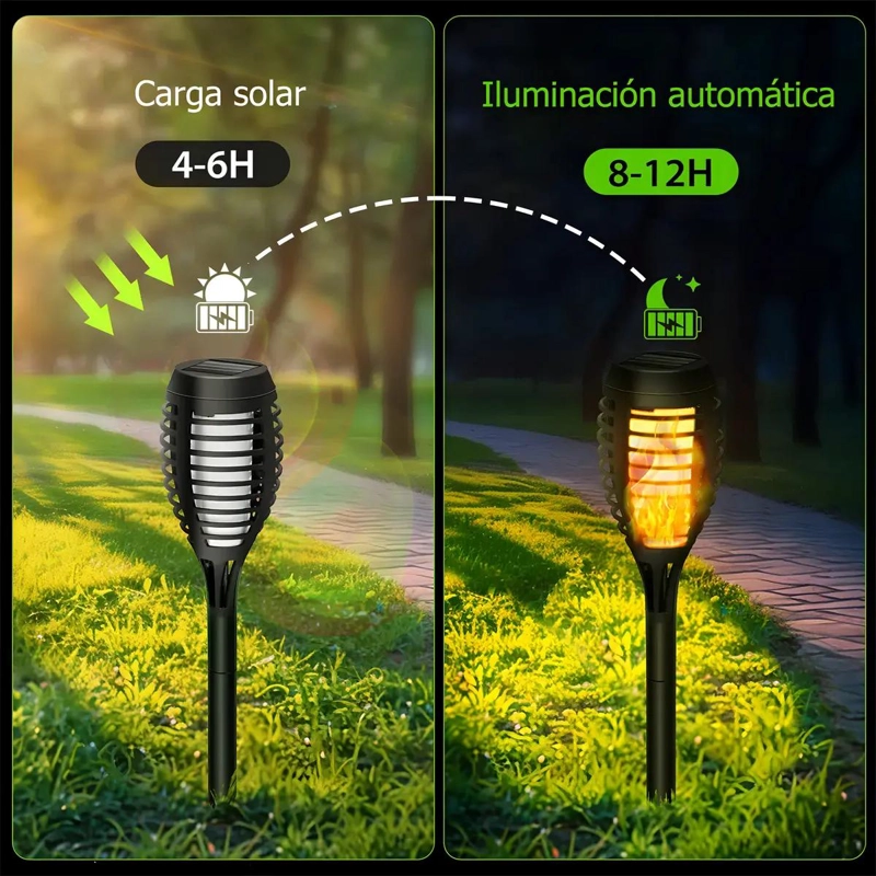 FOCOS LED SOLARES CON ESTACA PARA JARDIN X8 - 5