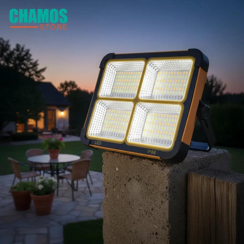FOCO LED SOLAR RECARGABLE 500W PARA EMERGENCIA Y CAMPING - 4
