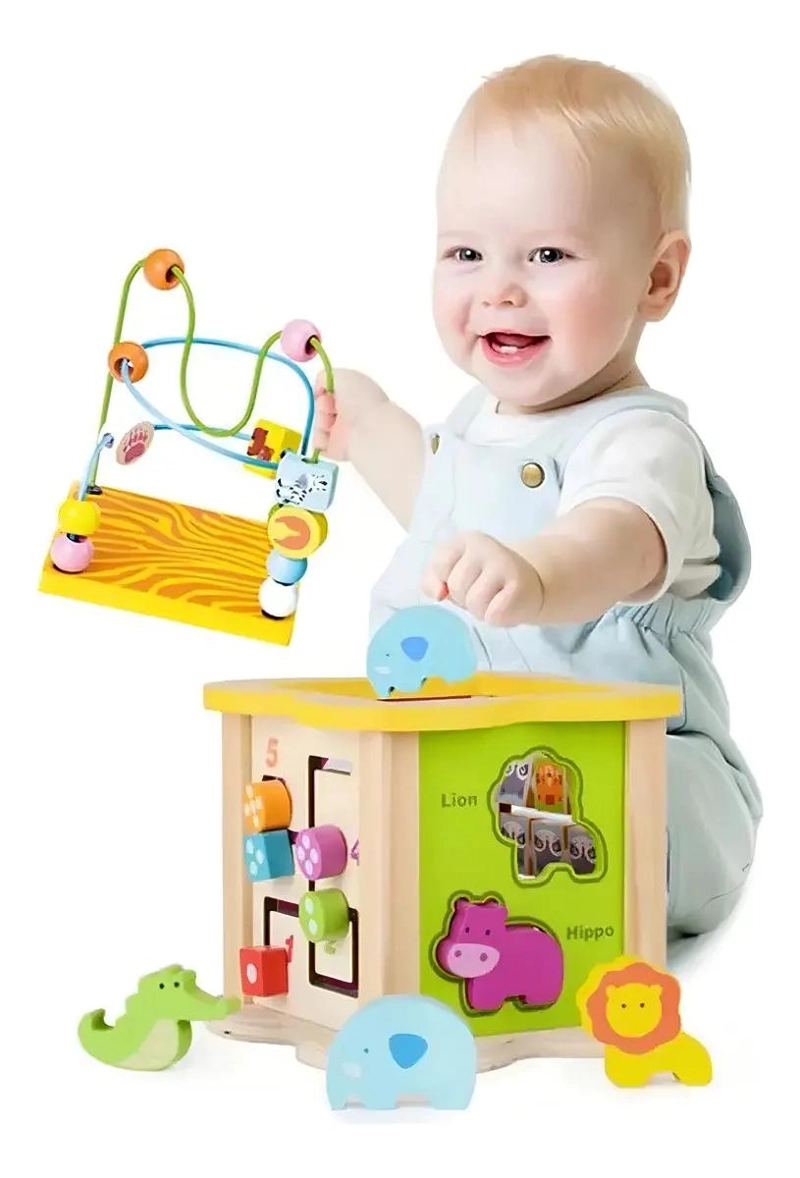 CUBO DIDACTICO DE MADERA PARA BEBE S - 1