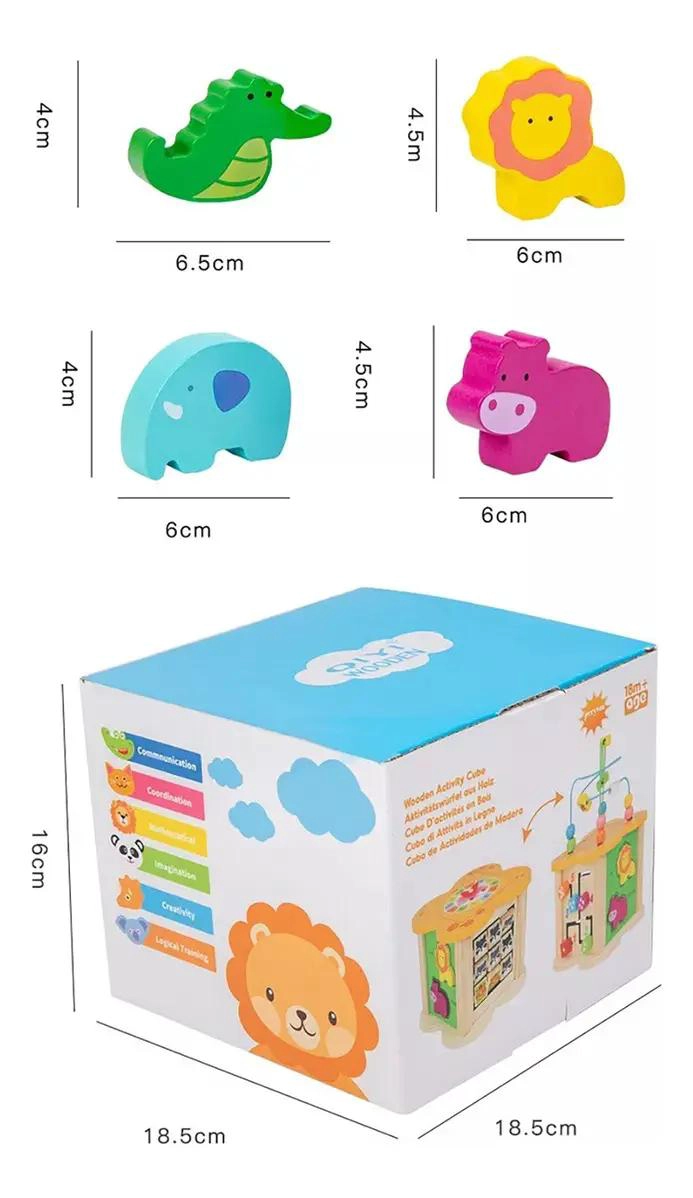 CUBO DIDACTICO DE MADERA PARA BEBE S - 5