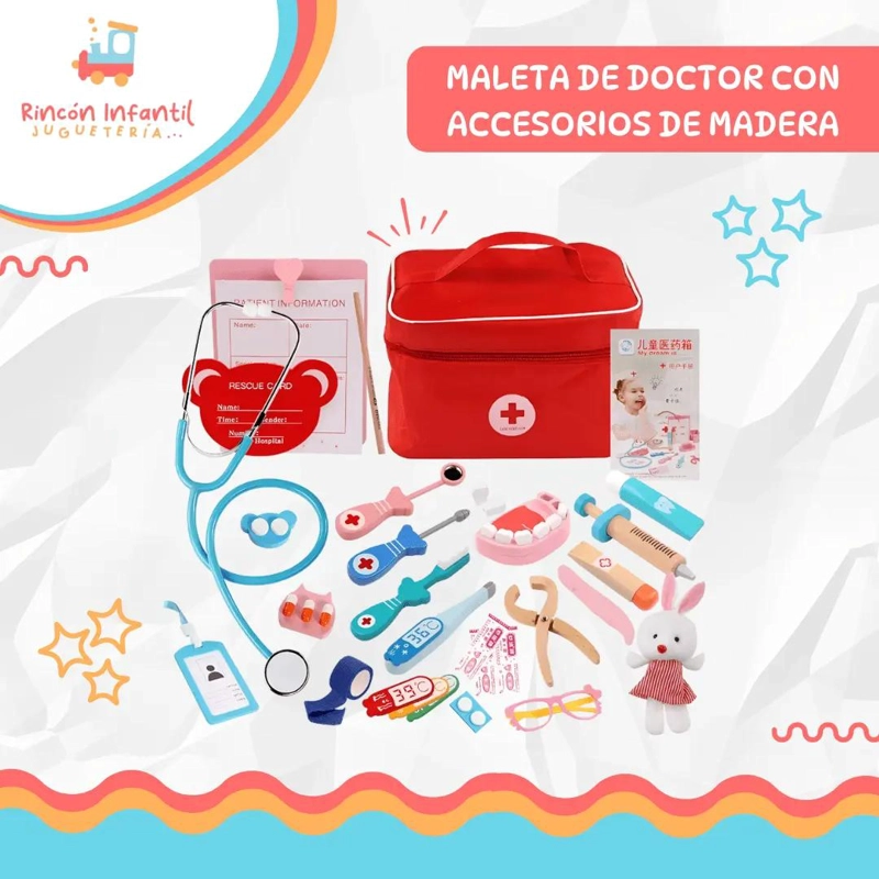 MALETA DE DOCTOR CON ACCESORIOS DE MADERA - 2