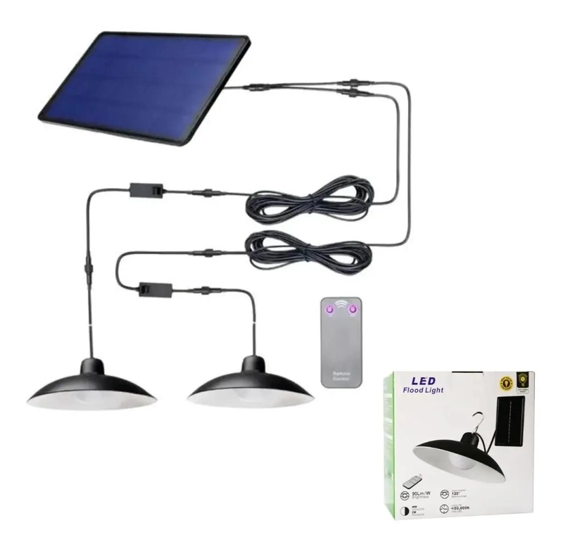LAMPARAS LED SOLARES COLGANTES CON CONTROL Y PANEL - 1