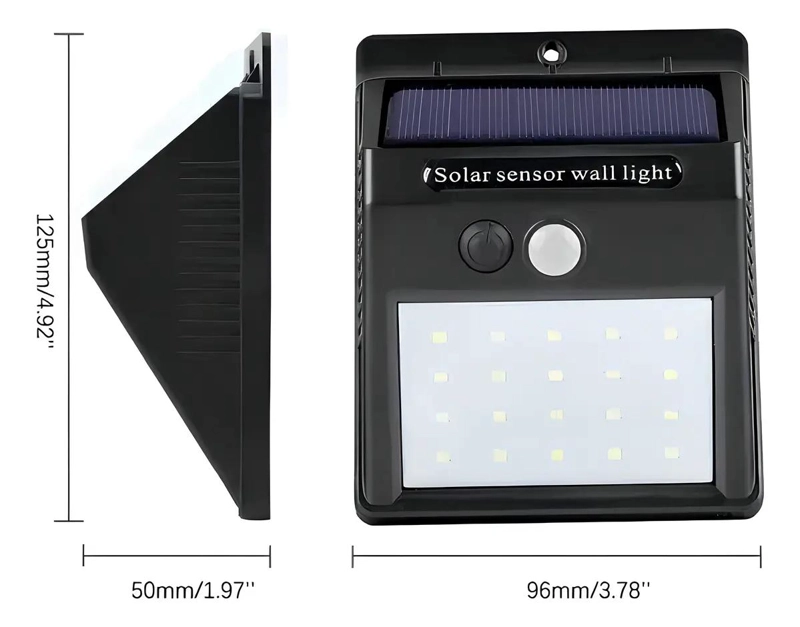 FOCO LED SOLAR 20 LEDS CON SENSOR DE MOVIMIENTO PARA EXER - 4