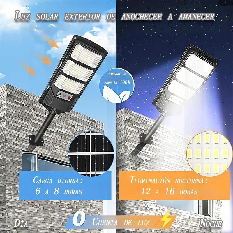 FOCO SOLAR EXTERIOR 300W CON SENSOR DE MOVIMIENTO Y SÓL - 4