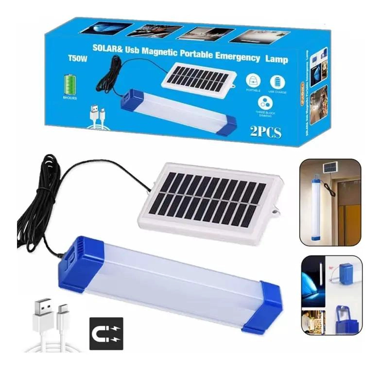 LAMPARA SOLAR PORTATIL TUBO LED 100W PARA EMERGENCIAS - 3