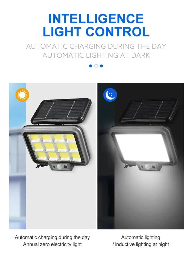 FOCO LED CON PANEL SOLAR Y SENSOR DE MOVIMIENTO PARA USO - 2