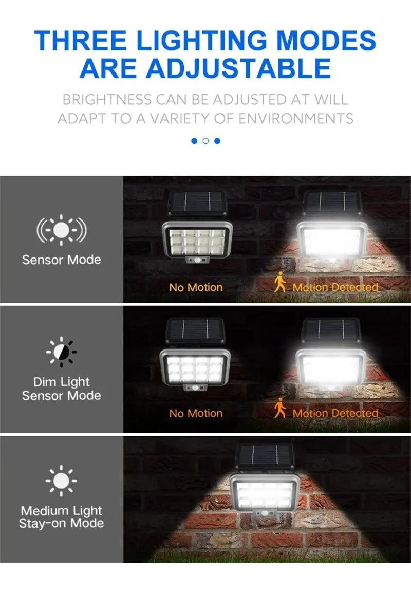 FOCO LED CON PANEL SOLAR Y SENSOR DE MOVIMIENTO PARA USO - 5