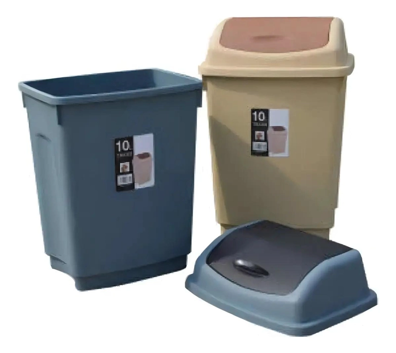 BASURERO DE 10 LITROS CON TAPA VAIVE N PARA COCINA Y BAÑO - 1